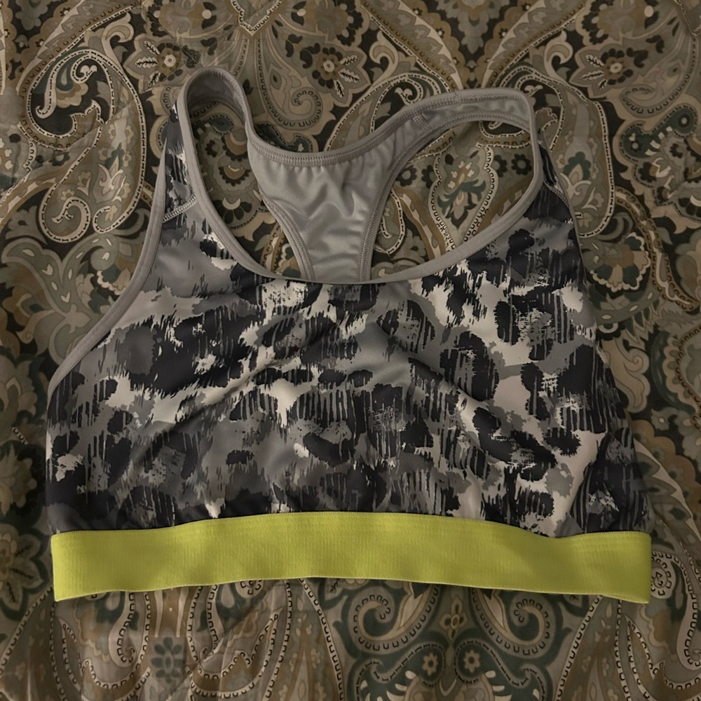 Old Navy Stylish Gray and Yellow Sports Bra